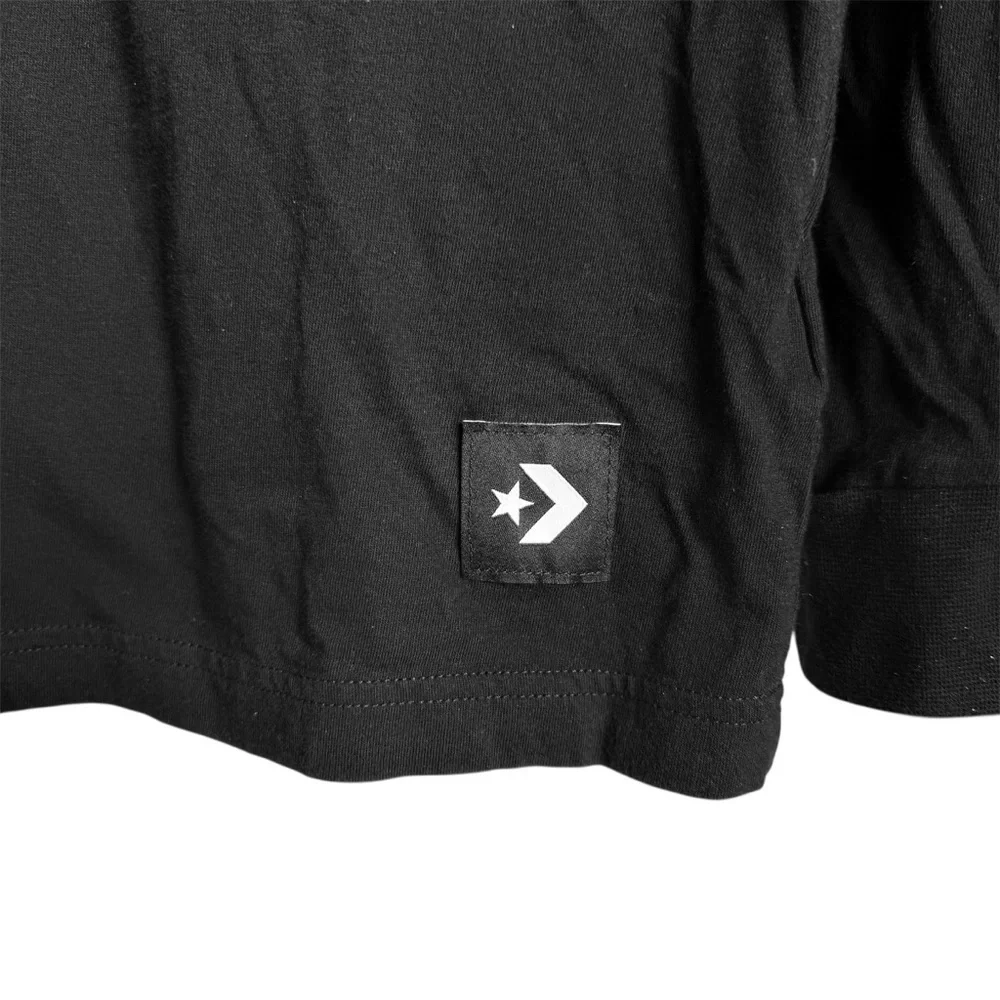 Converse Logo Print 3/4 Sleeve Stripes Shirt Black Juniors Large / 12 years